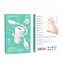 Borofone Automašīnas lādētājs BZ18 - USB - QC 3.0 18W ar USB uz Micro USB kabeli balts