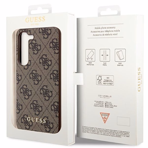 Guess GUHCS23SG4GFBR S23 S911 brūns/brūns cietais apvalks 4G Metal Gold Logo