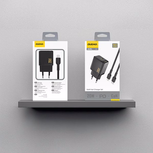 Dudao A26LEU PD 20W GaN USB-C Wall Lādētājs with USB-C to Lightning Kabelis - Melns