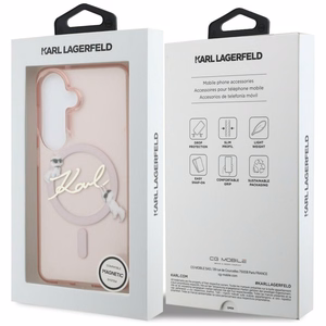 Karl Lagerfeld maciņš IML KC Script MagSafe priekš Samsung Galaxy S26 rozā