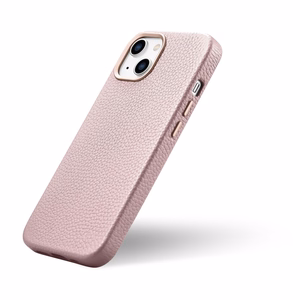iCarer Litchi Premium ādas viedtālruņa apvalks iPhone 14 Plus Magnētiskais ādas apvalks ar MagSafe Rozā (WMI14220711-PK)