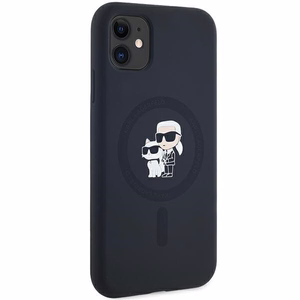 Силиконовый чехол Karl Lagerfeld Karl&Choupette MagSafe для iPhone 11 / Xr - чёрный