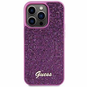 Guess Disko Metāla Uzraksts viedtālruņa apvalks iPhone 15 Pro - rozā