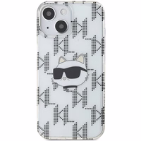 Karl Lagerfeld IML Choupette galvas un monogrammas apvalks iPhone 15 / 14 / 13 - caurspīdīgs