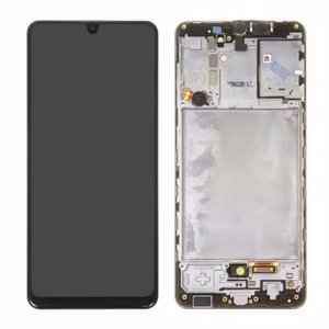 LCD displejs saderīgs ar Samsung A315 A31 melns ar rāmi HQ
