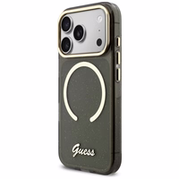 Guess IML Glitters Script Siksniņa MagSafe Maciņš for iPhone 17 Pro - melns