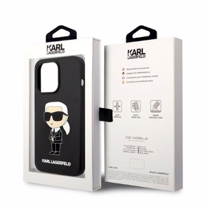 Karl Lagerfeld Silicone Ikonik vāciņš ierīcei iPhone 14 Pro, ar MagSafe, melns