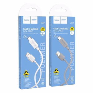 Cable USB A to USB C Hoco 3A 1 m X107 gray