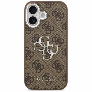 Guess 4G Big 4G Classic Logo viedtālruņa apvalks, paredzēts iPhone 17 – brūnā un sudraba krāsā