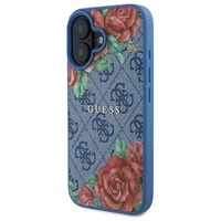 Guess GUHMP16SP4ROPEMCB iPhone 16 6.1" zils/zils cietais apvalks 4G Ziedu Druka Magnētiskais