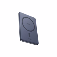 Baseus PicoGo AM31 Qi2 5000mAh 20W īpaši plāns MagSafe saderīgs portatīvais lādētājs ar statīvu un Baseus Simple USB-C 20cm pītu kabeli - pelēks