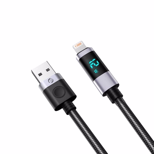 Orico LDA2L USB-A–Lightning, 12 W kabelis ar LED displeju, 0,5 m – melns ar sudraba krāsu