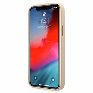 Guess GUHCP12LRSAVSLG iPhone 12 Pro Max 6.7 kietais apvalks viedtālrunim Saffiano Vintage Script zelta krāsas