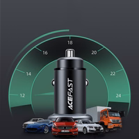 Acefast automašīnas lādētājs 38W USB Type C / USB, PPS, Power Delivery, Quick Charge 3.0, AFC, FCP melns (B1 melns)