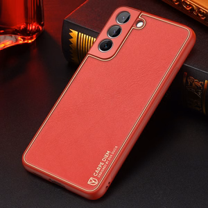 Dux Ducis Yolo elegants apvalks no ekoloģiskās ādas Samsung Galaxy S22 + (S22 Plus) sarkans