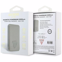 Guess Grained Triangle portatvais ladetajs ar MagSafe 5000mAh 15W USB-C - bess