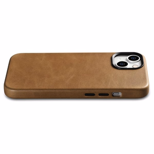 iCarer Oil Wax Premium ādas apvalks iPhone 14 Plus Magnētiskais ādas apvalks ar MagSafe Brūns (WMI14220703-TN)
