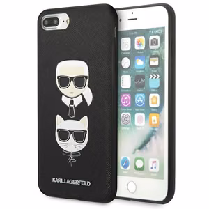 Karl Lagerfeld Saffiano Karl&Choupette Galvas viedtālruņa apvalks iPhone 7 Plus / iPhone 8 Plus - melns