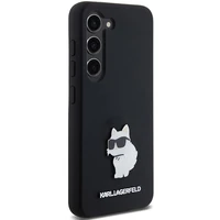 Karl Lagerfeld Silikona Choupette Metal Pin viedtālruņa apvalks Samsung Galaxy S24 - melns
