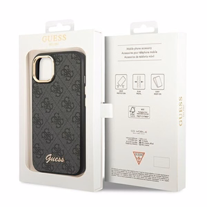 Guess GUHCP14SHG4SHK iPhone 14 6.1 "melns / melns cietais apvalks 4G Vintage Gold Logo