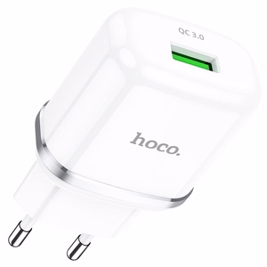 Tālruņa lādētājs Hoco USB A QC3.0 3A 18W N3 balts