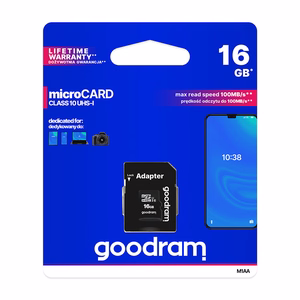 GoodRam atmiņas karte 16GB microSDHC cl. 10 UHS-I + adapteris