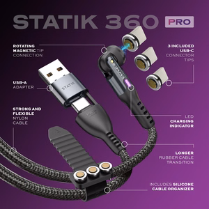 STATIK Statik 360 Pro kabelis 2.0 USB-C; 1 m, melns