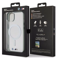 BMW BMHMP14SHCRS iPhone 14 6.1" apvalks caurspīdīgs cietais apvalks Sudraba Gredzens MagSafe