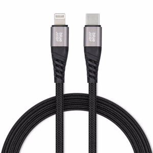 Кабель USB C - Lightning Blue Star 2,4A с оплёткой 1,2 м TFK-DC-003 чёрный