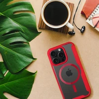 SMART MAG grāmatas tipa viedtālruņa apvalks, savietojams ar MagSafe, IPHONE 15 Pro Max, sarkans