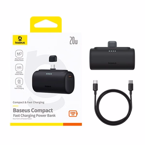 Portatīvais lādētājs Baseus Compact 5000mAh, 20W, USB-C (melna)