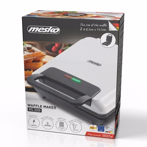 Mesko MS 3091 – Beļģijas vafeļu panna 2 vafelēm, 1800 W, balta