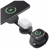 Bezvadu lādētājs Energea Alumag Trio 3w1 Qi2 15W grafīta