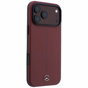 Mercedes Semi Wrap Iconic Line MagSafe ādas maciņš, paredzēts iPhone 18 Pro Max / 17 Pro Max, bordo