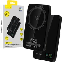 Blavec Portatīvais lādētājs 5000mAh BJ-04 Īpaši Plāns 7,8mm - Type C - 22,5W magnētiskā Magsafe 3 in 1 (PBBJ04-MC5B) melna stikls