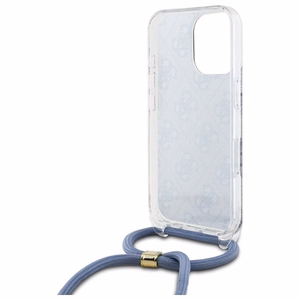 Guess Pār plecu aukla 4G Raksta Apvalks ar Auklu iPhone 16 Pro - zils