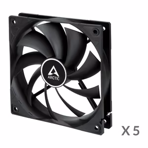 ARCTIC F12, 3-pin, 120mm, Maciņš Fans, melns, 5 pcs