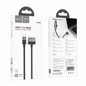 Kabelis USB C uz Mag3 Hoco 5A 140W magnētisks 1,8 m U141 melns