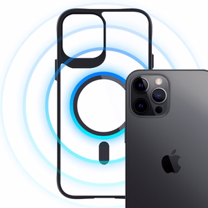 3mk satīna bruņu magnētiskais viedtālruņa apvalks ar MagSafe iPhone 12 Pro Max - caurspīdīgs ar melnu rāmi