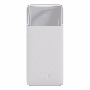 Baseus Bipow внешний аккумулятор с дисплеем 10000mAh 15W белый (Overseas Edition) + кабель USB-A - Micro USB 0.25м белый (PPBD050002)