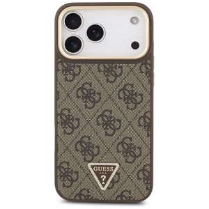 Guess 4G trīsstūra logotipa Magnētiskais apvalks iPhone 17 Pro Max - brūns un zelts