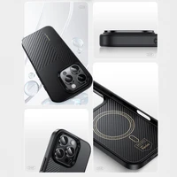 Benks Montage magnētiskais Armor Pro Kevlar viedtālruņa apvalks ar metāla rāmi 600D+1500D Iphone 16 Plus melns