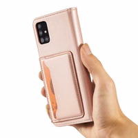 Magnētiskais karšu viedtālruņa apvalks Samsung Galaxy A12 5G ar karšu turētāju, rozā