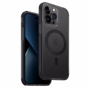 Uniq Combat viedtālruņa apvalks iPhone 14 Pro Max 6.7" ar Magclick uzlādi - melna / betona pelēka