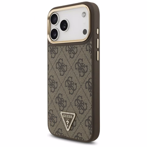Guess 4G trīsstūra logotipa Magnētiskais apvalks iPhone 17 Pro Max - brūns un zelts