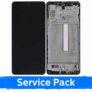 LCD Displejs Saderīgs ar Samsung M536 M53 5G Melns Ar Frame (Service Pack)