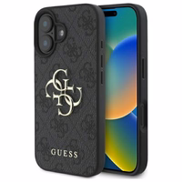 Guess 4G Liels Logo iPhone 16 Plus Apvalks - melns