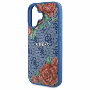 Guess GUHMP16SP4ROPEMCB iPhone 16 6.1" zils/zils cietais apvalks 4G Ziedu Druka Magnētiskais