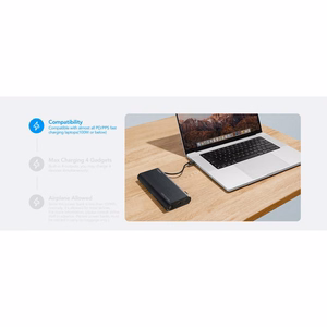 Внешний аккумулятор Veger TCE130 (W2503) PD 130W 25000 mAh со встроенными кабелями Type C / Lightning чёрный
