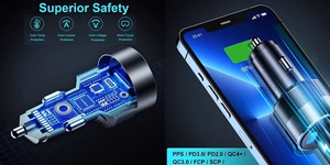 Charger CHOETECH 2xUSB-C, USB-A: 12-24V, 130W, QC3.0, PD3.0, PPS